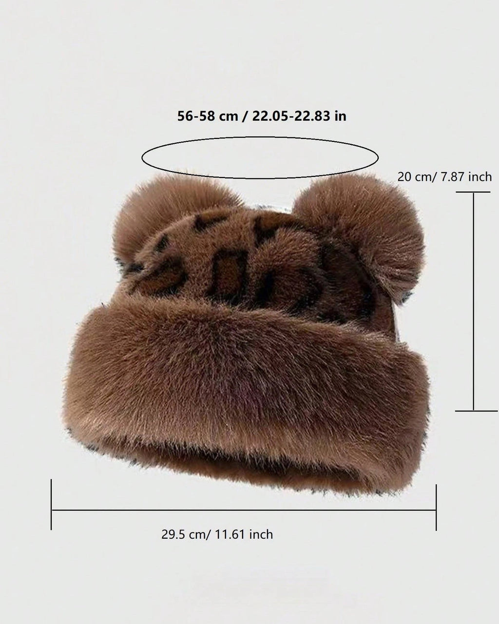 Autumn And Winter Bear Ears Thickened Warm Ear Protection Leopard Plush Mongolian Hat