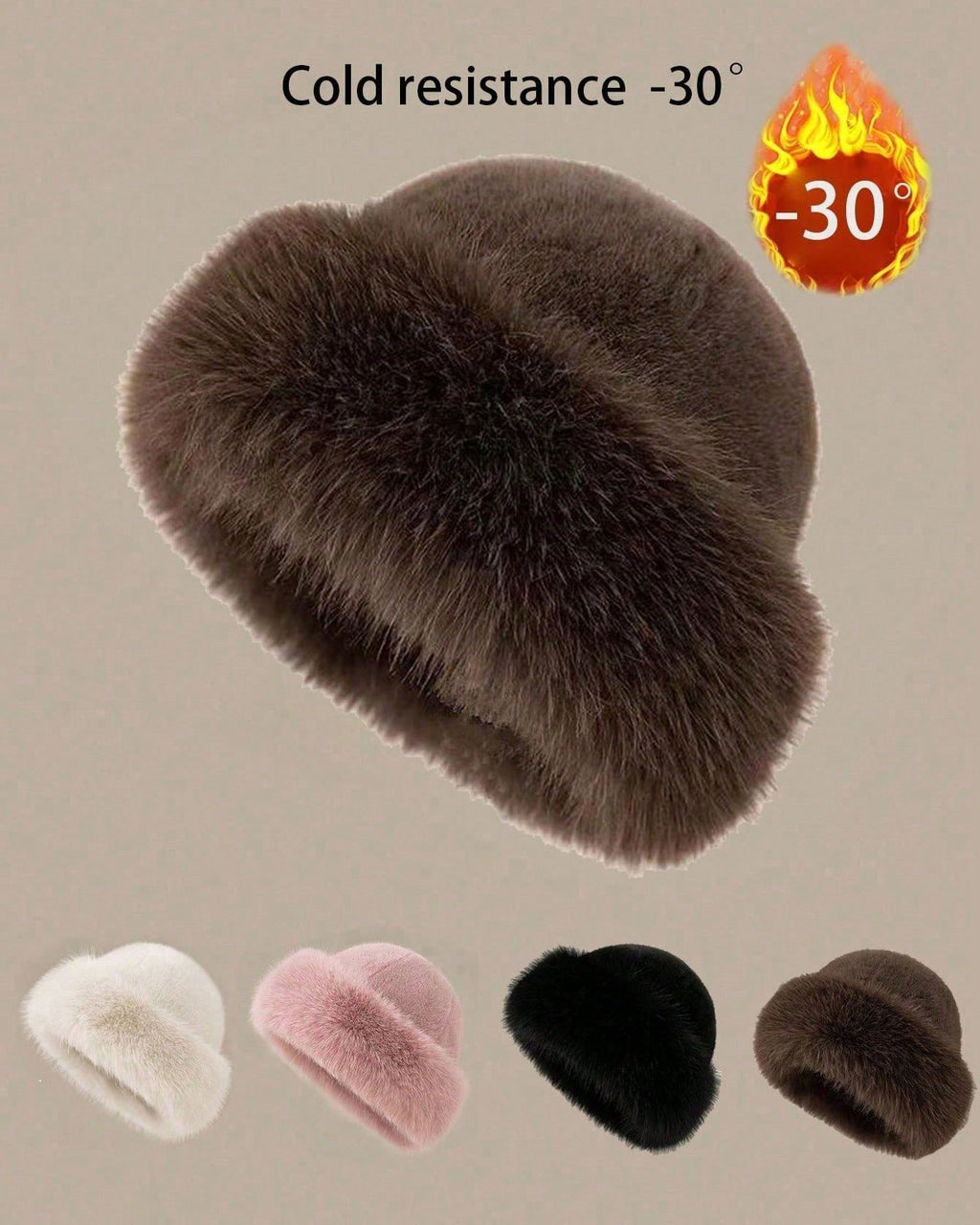Oversized Fluffy Faux Fur Pompom Hat Warm And Luxurious For Winter