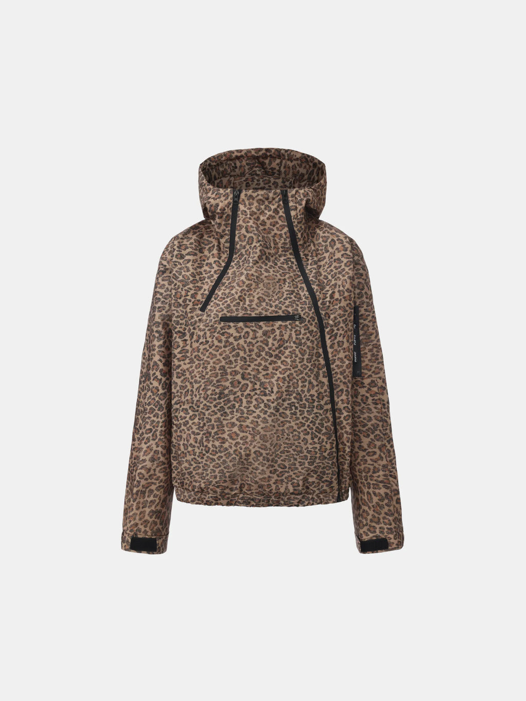 STM-TEX™ Leopard Short Asymmetric Zip Rain Hoodie