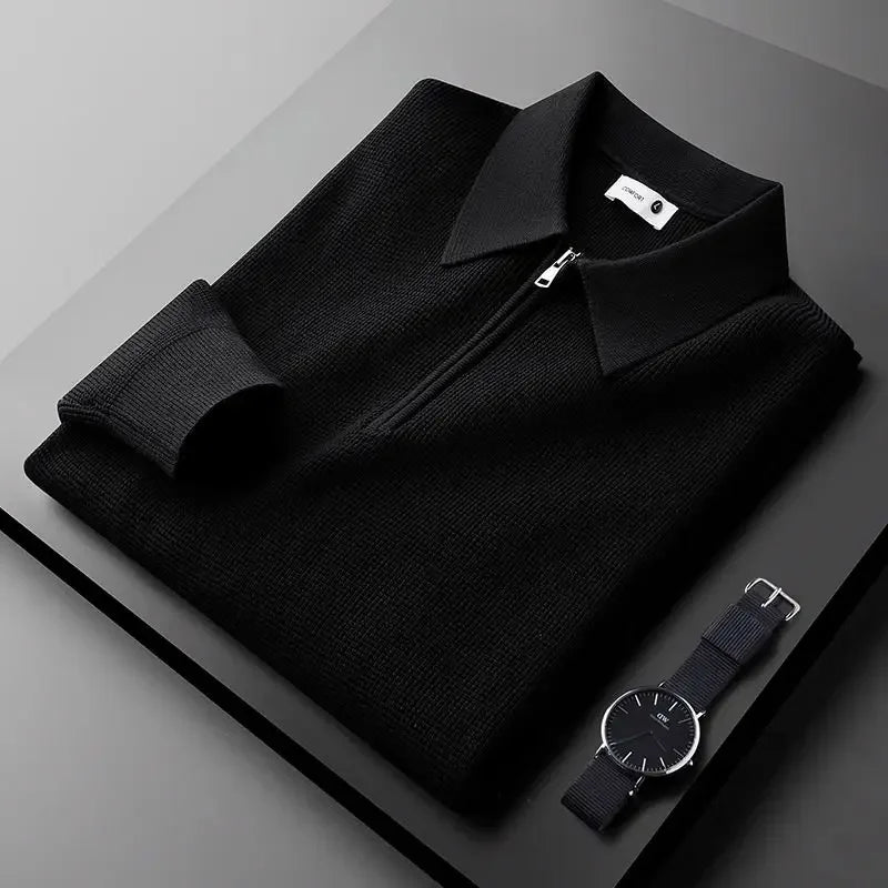 Cardwell Waffle-Knit Polo Sweater