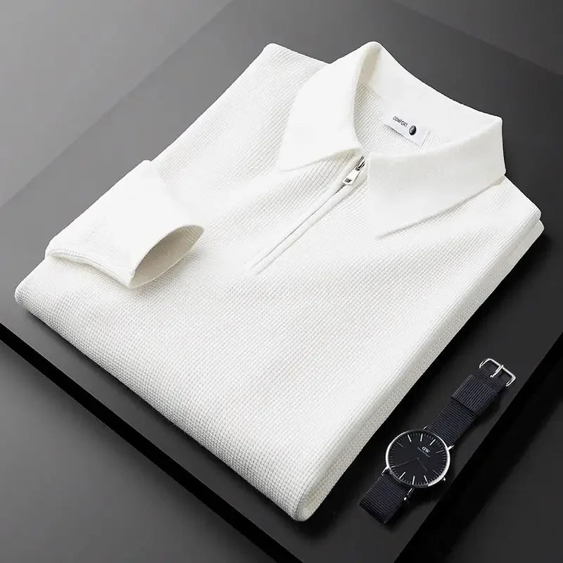 Cardwell Waffle-Knit Polo Sweater