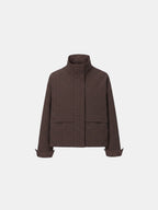 STM-TEX™ Brown Check Funnel Collar Waterproof Bomber Jacket