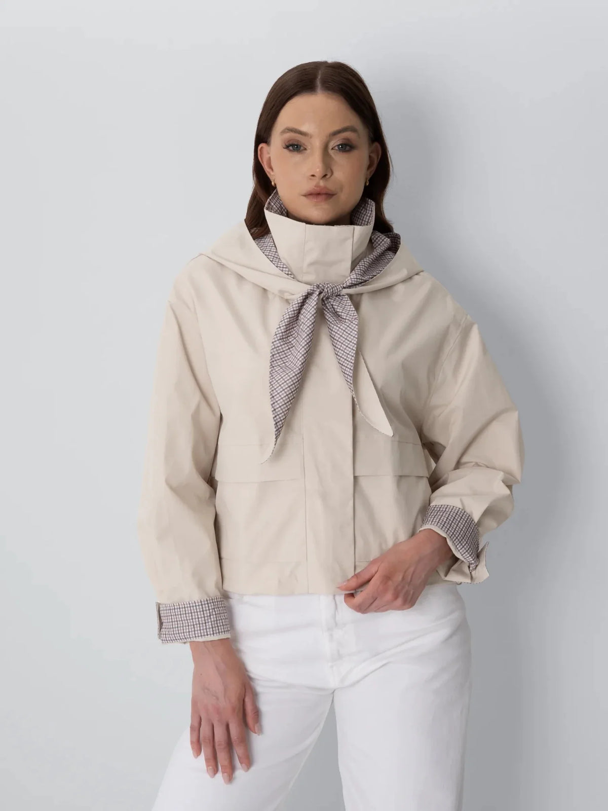 STM-TEX™ Funnel Collar Waterproof Bomber Jacket With Optional Hooded Scarf