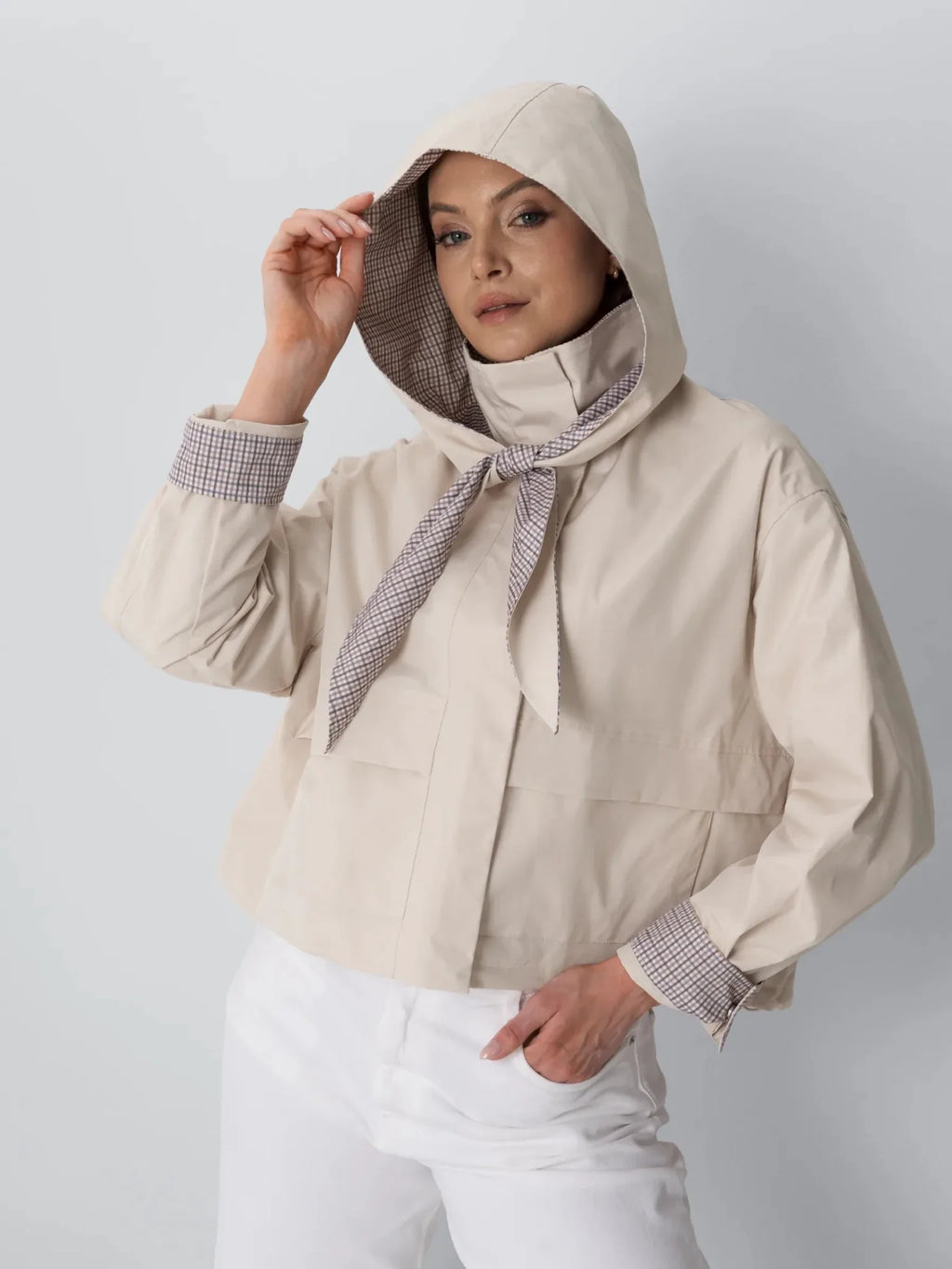 STM-TEX™ Funnel Collar Waterproof Bomber Jacket With Optional Hooded Scarf