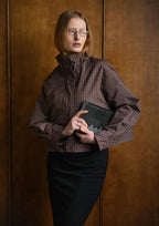 STM-TEX™ Brown Check Funnel Collar Waterproof Bomber Jacket