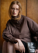 STM-TEX™ Brown Check Funnel Collar Waterproof Bomber Jacket