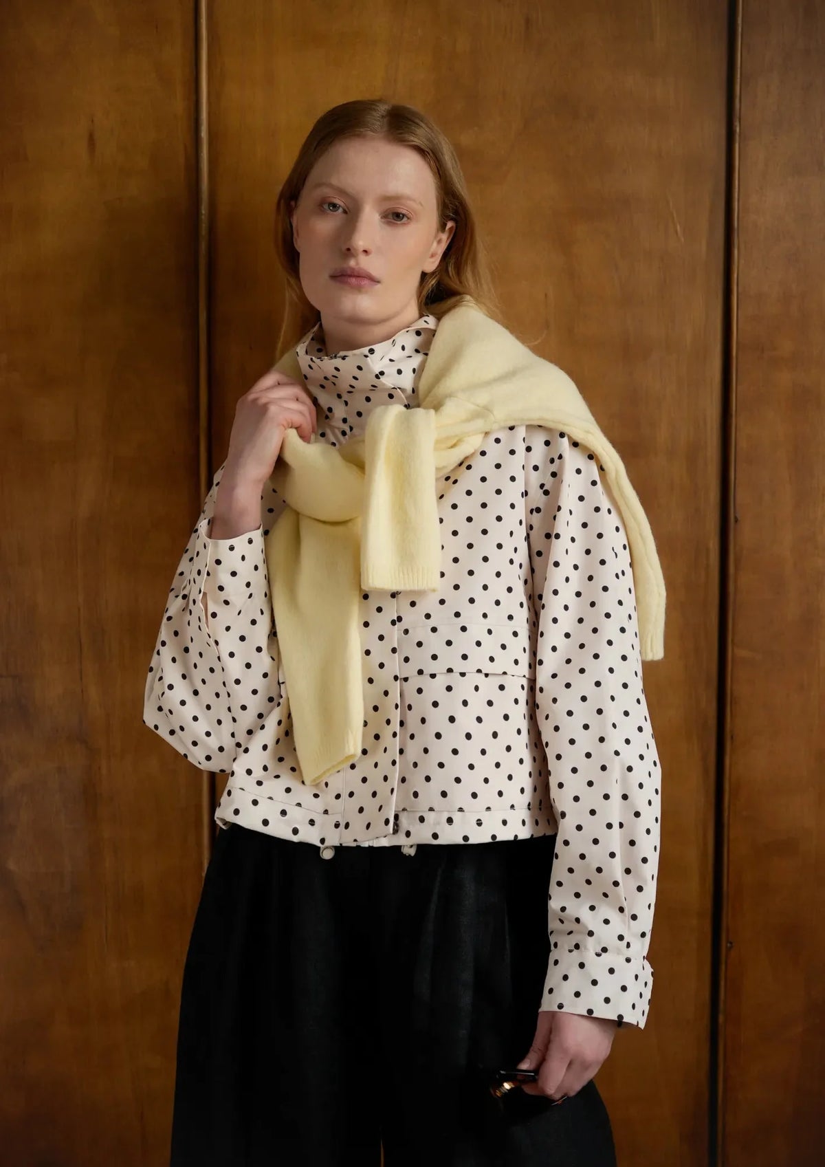 STM-TEX™ Pin Dot Stand Collar Bomber Jacket