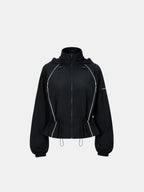 FlowCore™ Water Repellent Full-Zip Packable-Hood Track Jacket