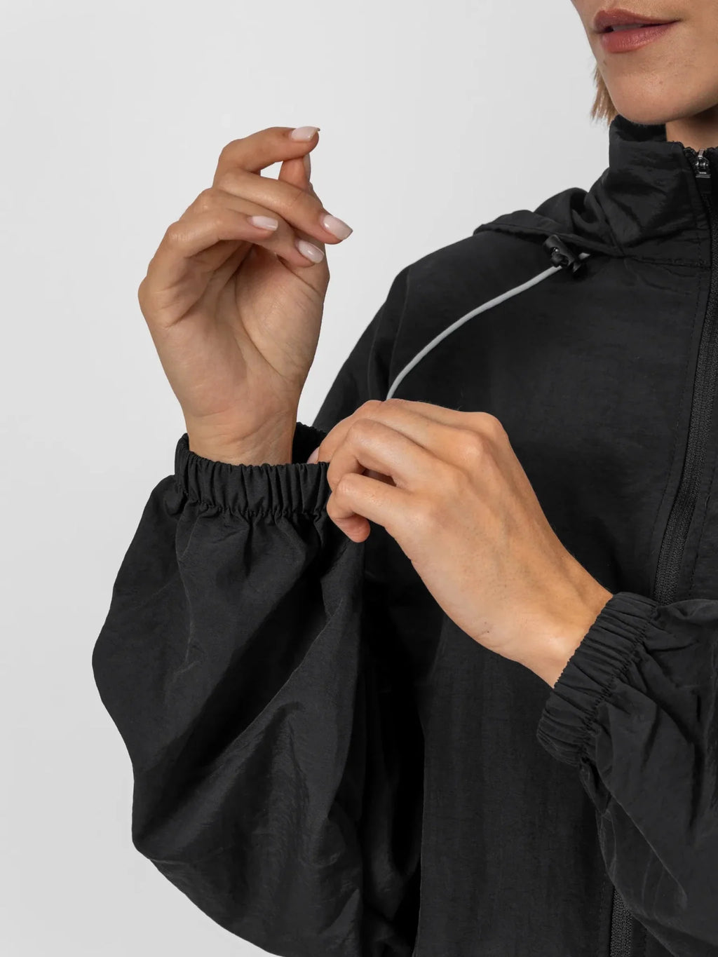 FlowCore™ Water Repellent Full-Zip Packable-Hood Track Jacket