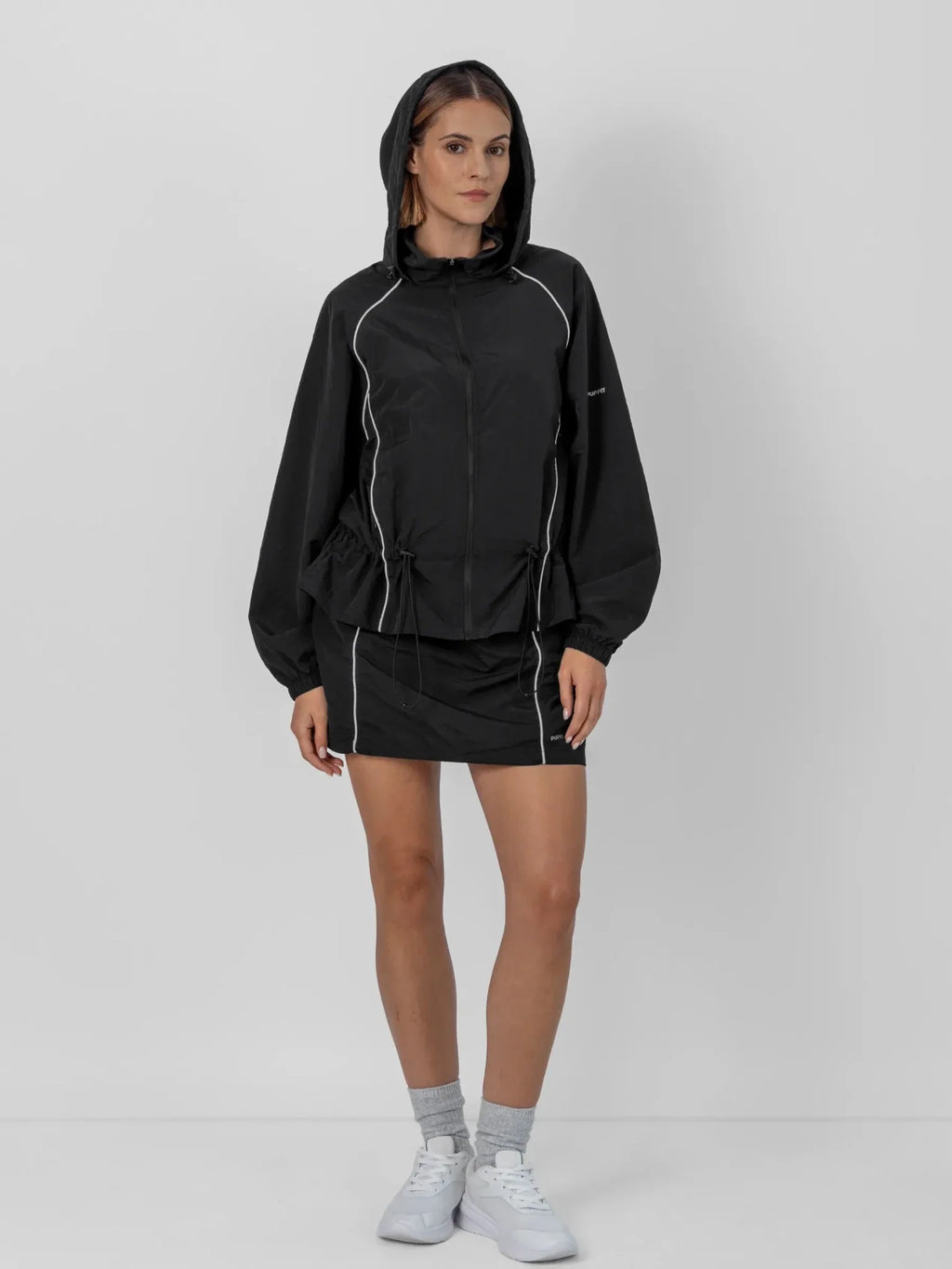 FlowCore™ Water Repellent Full-Zip Packable-Hood Track Jacket