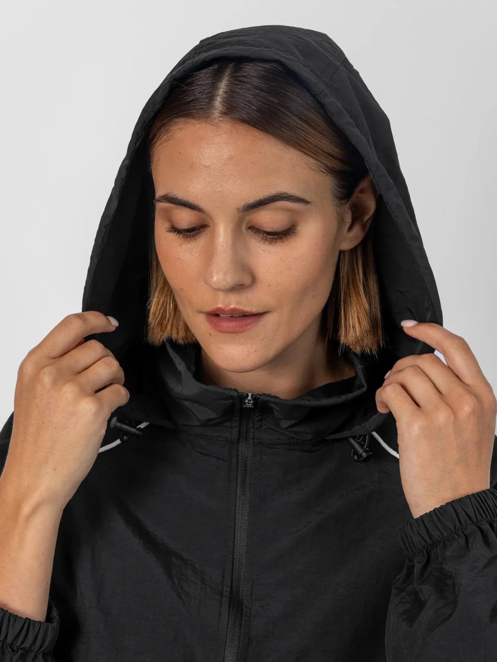 FlowCore™ Water Repellent Full-Zip Packable-Hood Track Jacket
