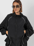 FlowCore™ Water Repellent Full-Zip Packable-Hood Track Jacket