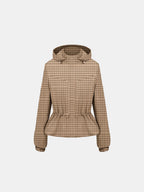 STM-TEX™ Beige Houndstooth Short Drawstring Waist Rain Jacket