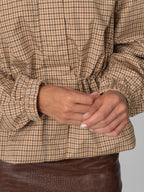 STM-TEX™ Beige Houndstooth Short Drawstring Waist Rain Jacket