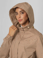 STM-TEX™ Beige Houndstooth Short Drawstring Waist Rain Jacket
