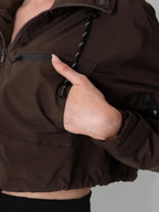 STM-TEX™ Brown Check Cropped Detached Hooded Rain Jacket