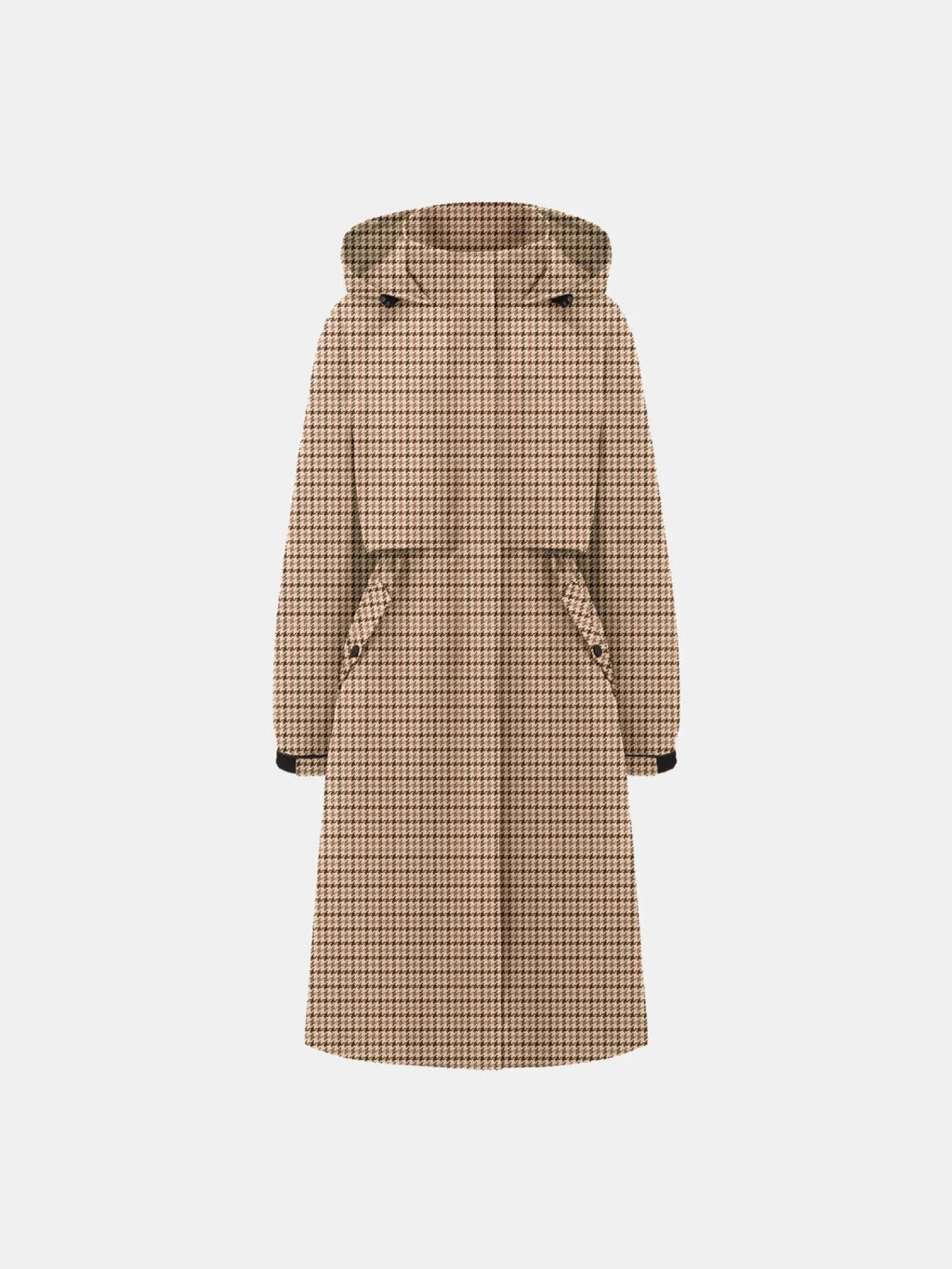 STM-TEX™ Beige Houndstooth Elevated Long Breathable Raincoat