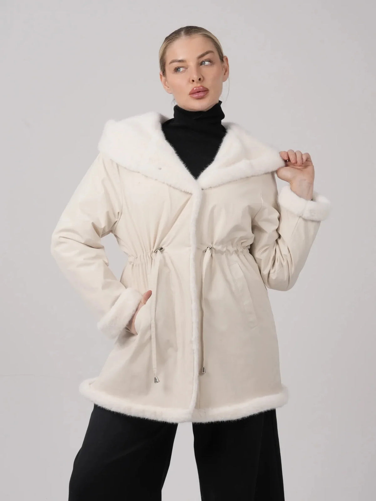 STM-TEX™ Faux Fur Lined Mid Length Rain Coat