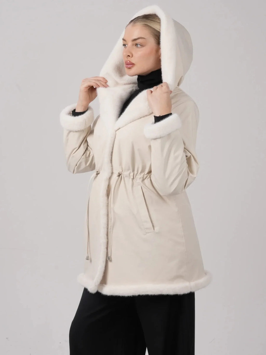 STM-TEX™ Faux Fur Lined Mid Length Rain Coat