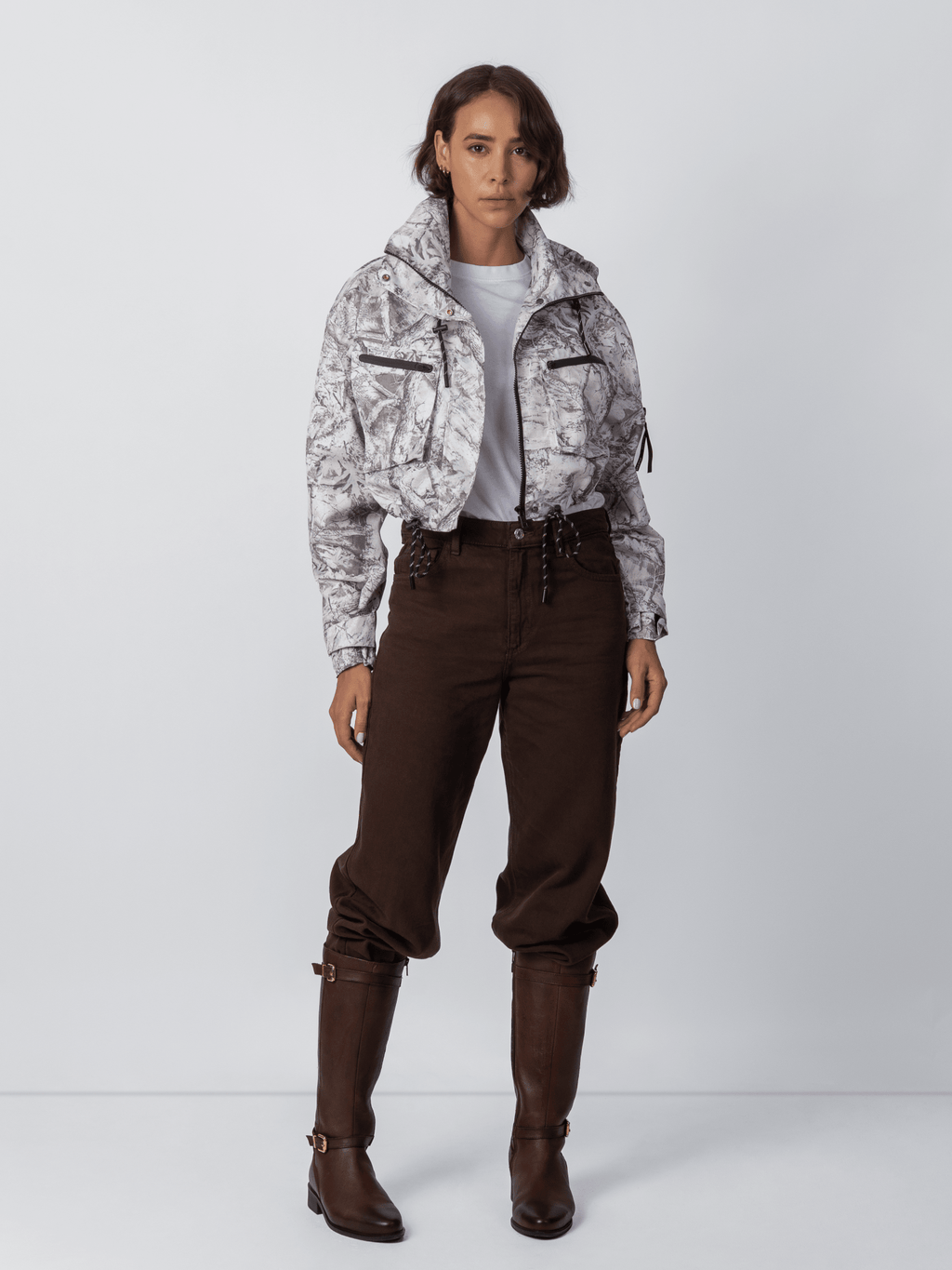 STM-TEX™ Mist Camo Cropped Detached Hooded Rain Jacket
