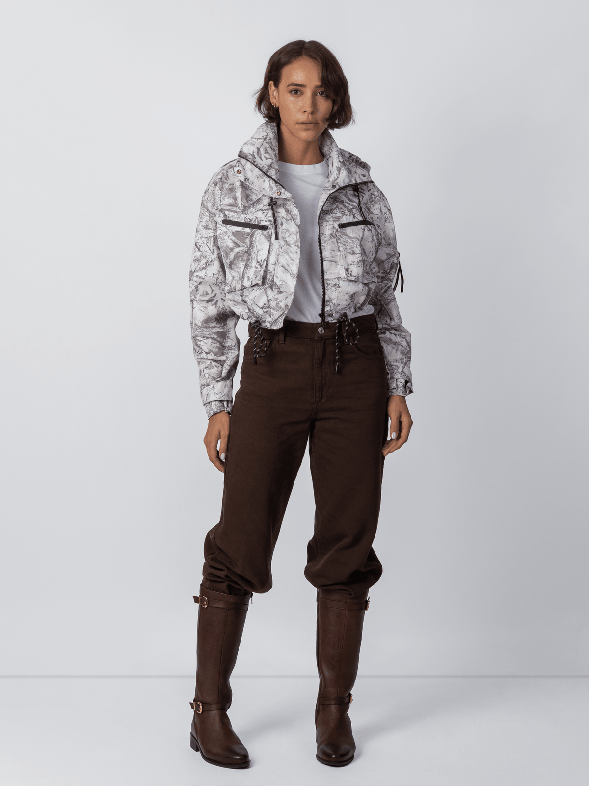 STM-TEX™ Mist Camo Cropped Detached Hooded Rain Jacket