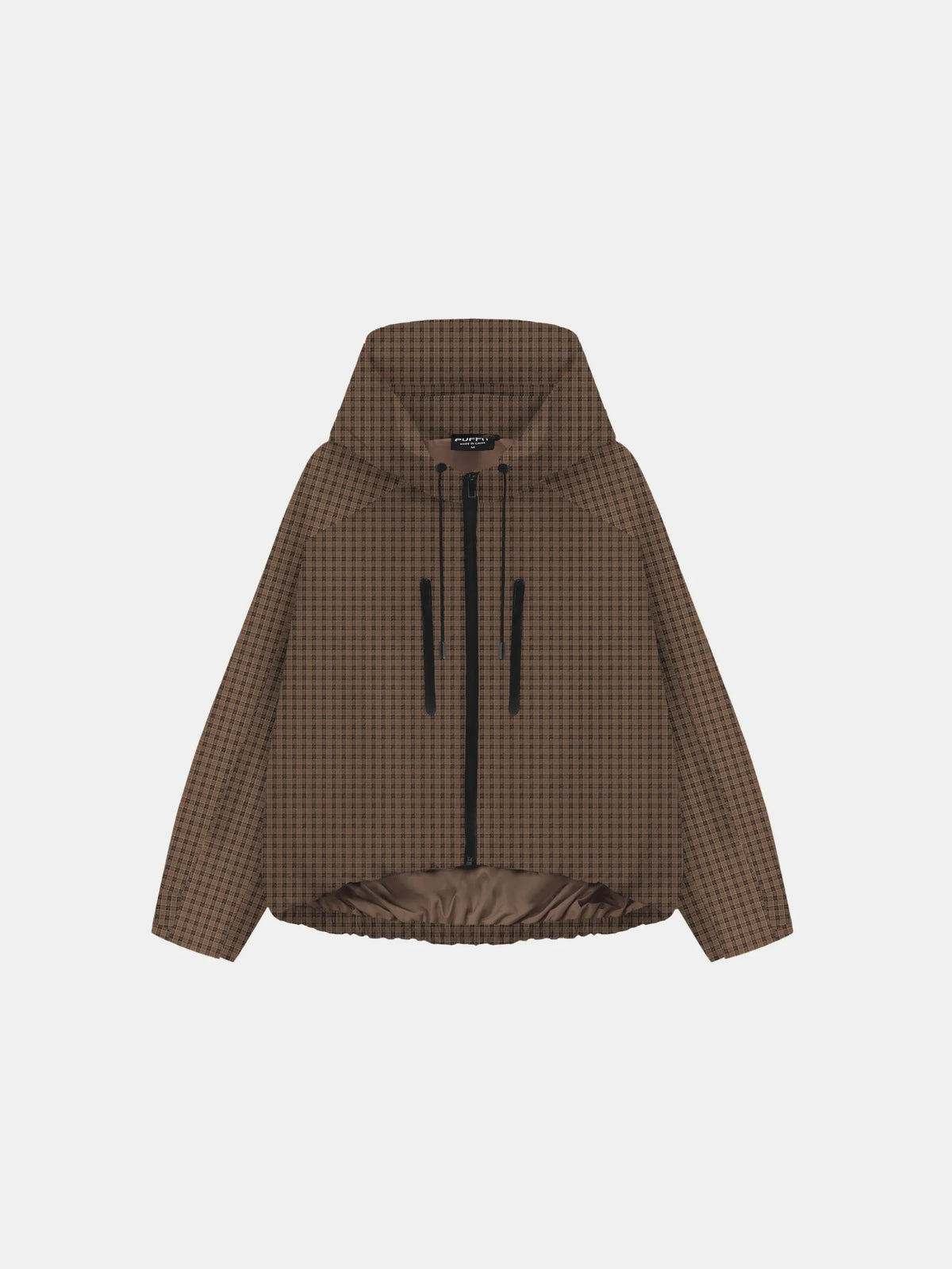 STM-TEX™ One Size Brown Check Short Oversized Rain Jacket