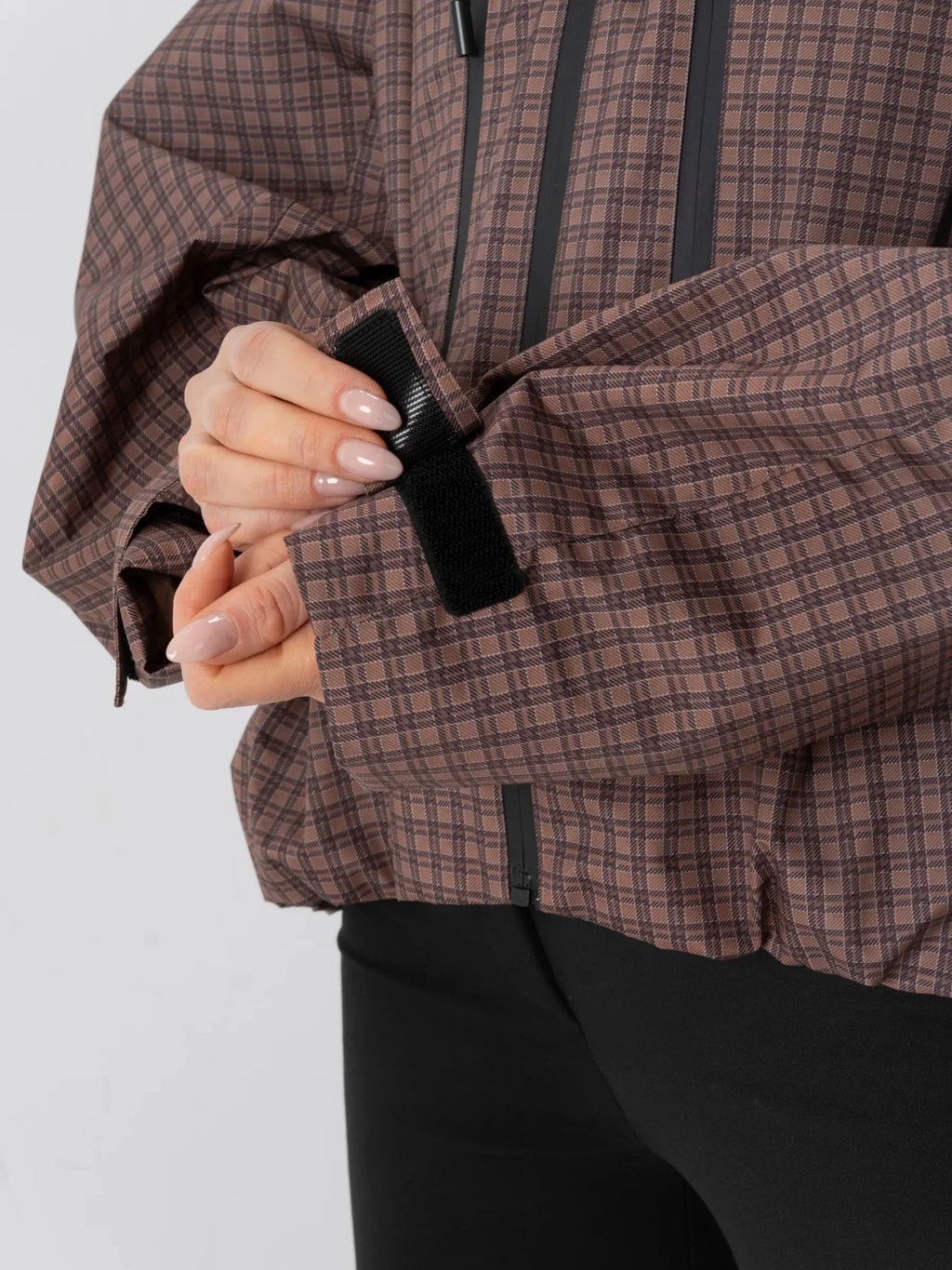 STM-TEX™ One Size Brown Check Short Oversized Rain Jacket