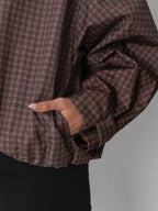STM-TEX™ One Size Brown Check Short Oversized Rain Jacket