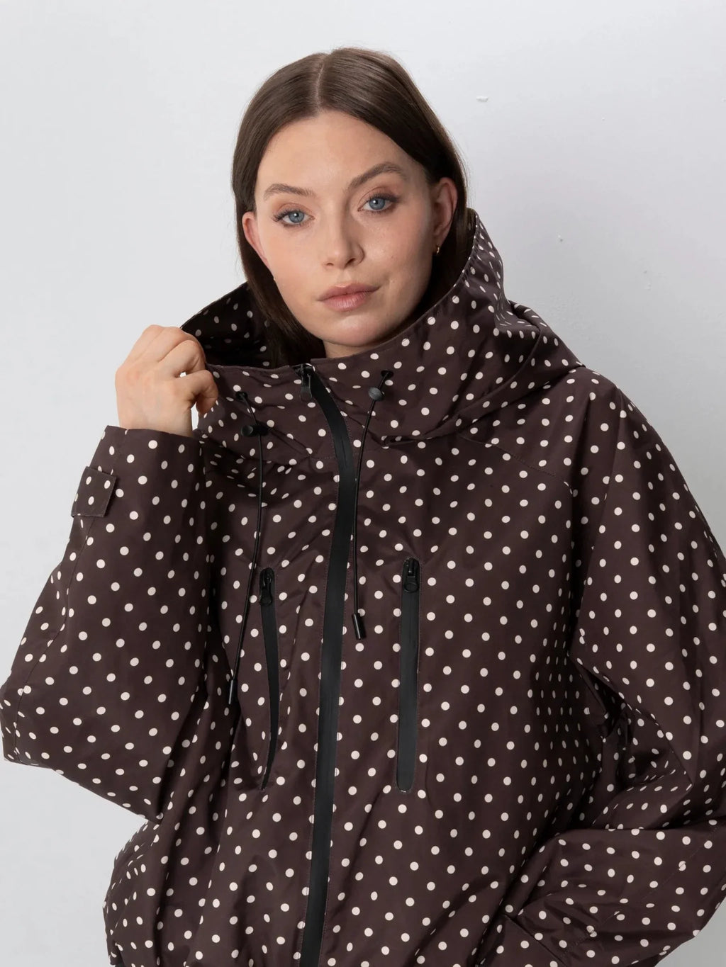 STM-TEX™ One Size Brown Dot Short Oversized Rain Jacket