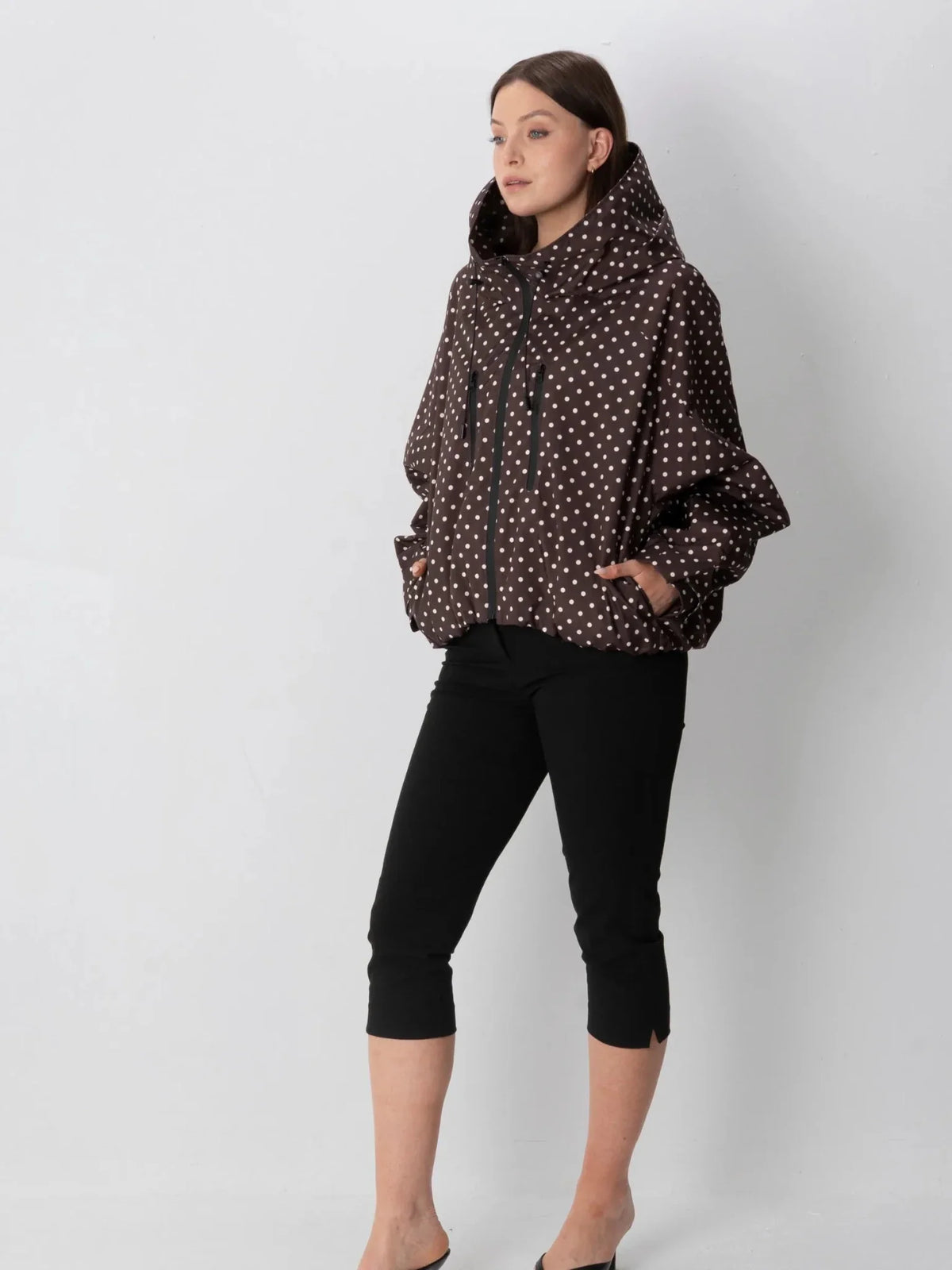 STM-TEX™ One Size Brown Dot Short Oversized Rain Jacket