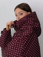 STM-TEX™ One Size Burgundy Dot Short Oversized Rain Jacket