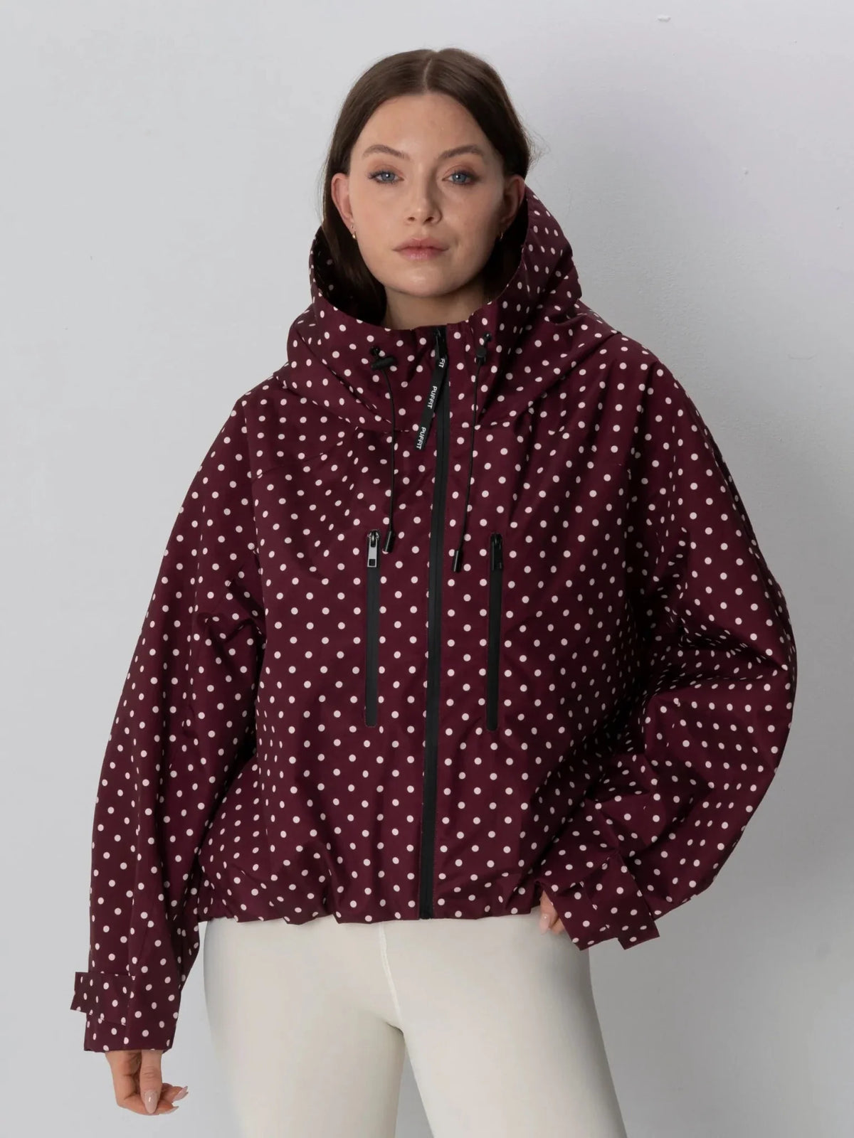 STM-TEX™ One Size Burgundy Dot Short Oversized Rain Jacket