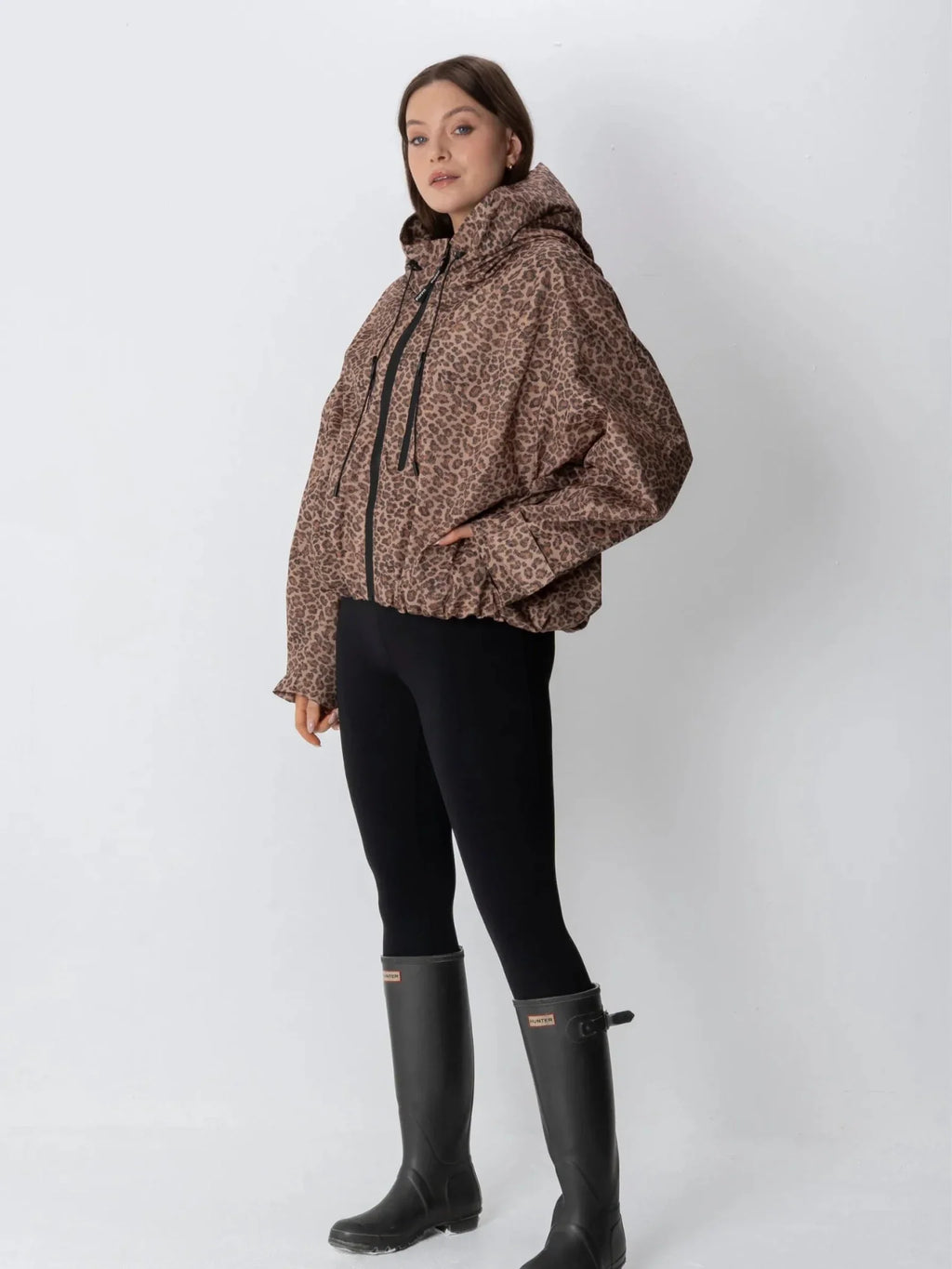 STM-TEX™ One Size Leopard Print Short Oversized Rain Jacket