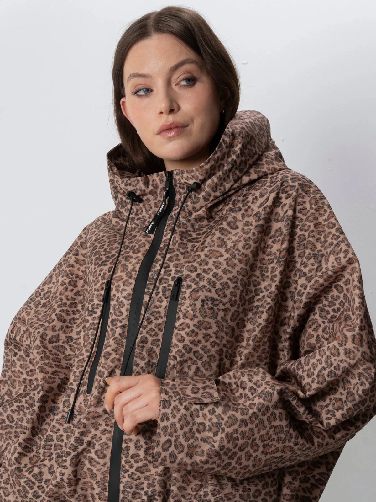 STM-TEX™ One Size Leopard Print Short Oversized Rain Jacket