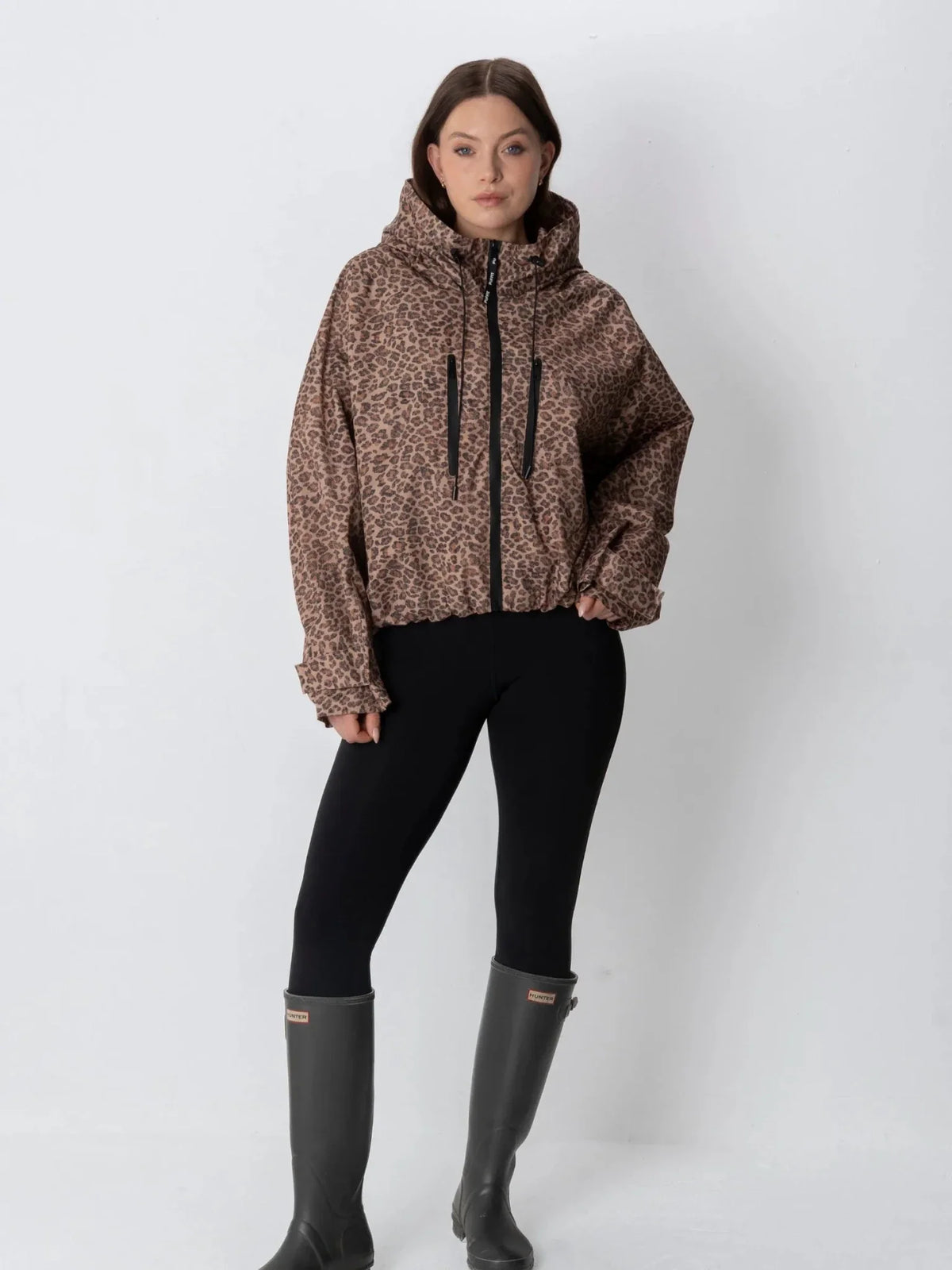 STM-TEX™ One Size Leopard Print Short Oversized Rain Jacket