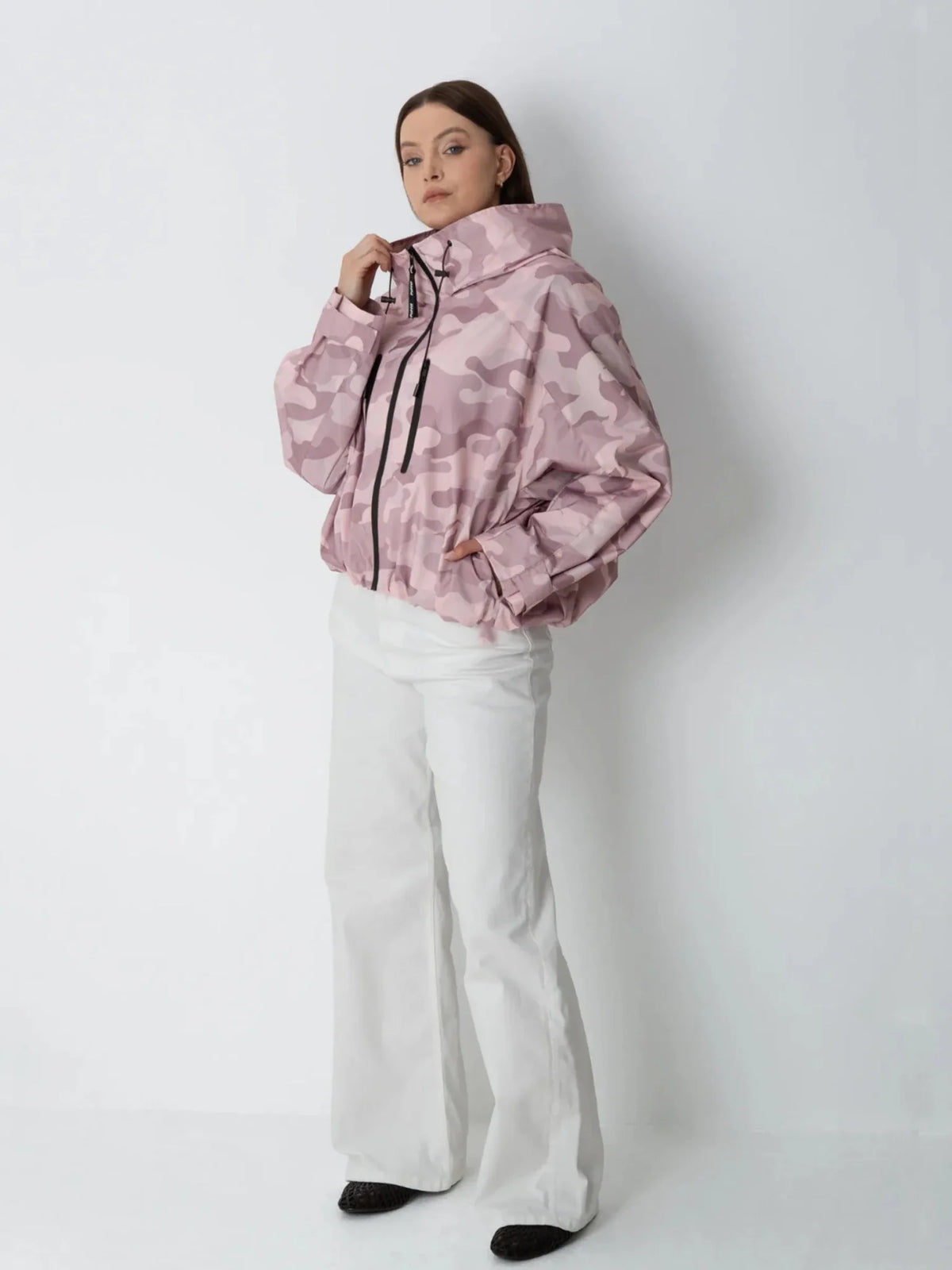 STM-TEX™ One Size Pink Camo Short Oversized Rain Jacket
