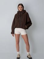 STM-TEX™ One Size Mocha Leopard Short Oversized Rain Jacket