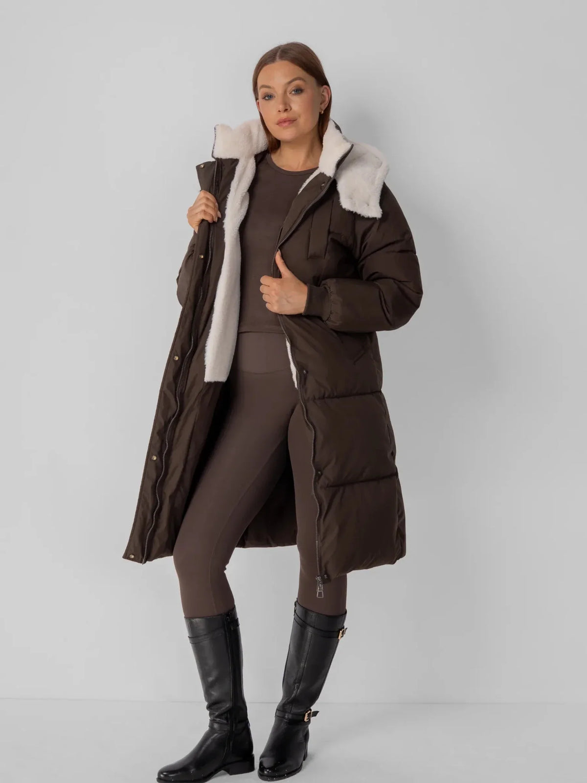 WarmCore™ Faux Fur Lined Classic Long Puffer
