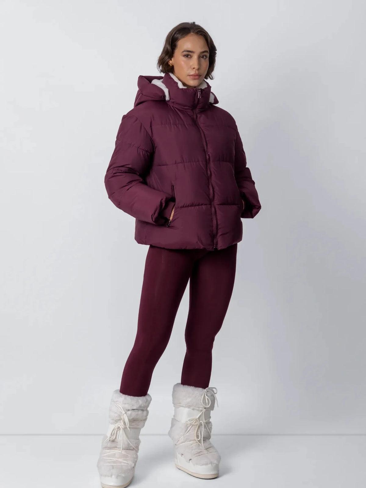 WarmCore™ Faux Fur Lined Detachable Hooded Short Puffer Jacket
