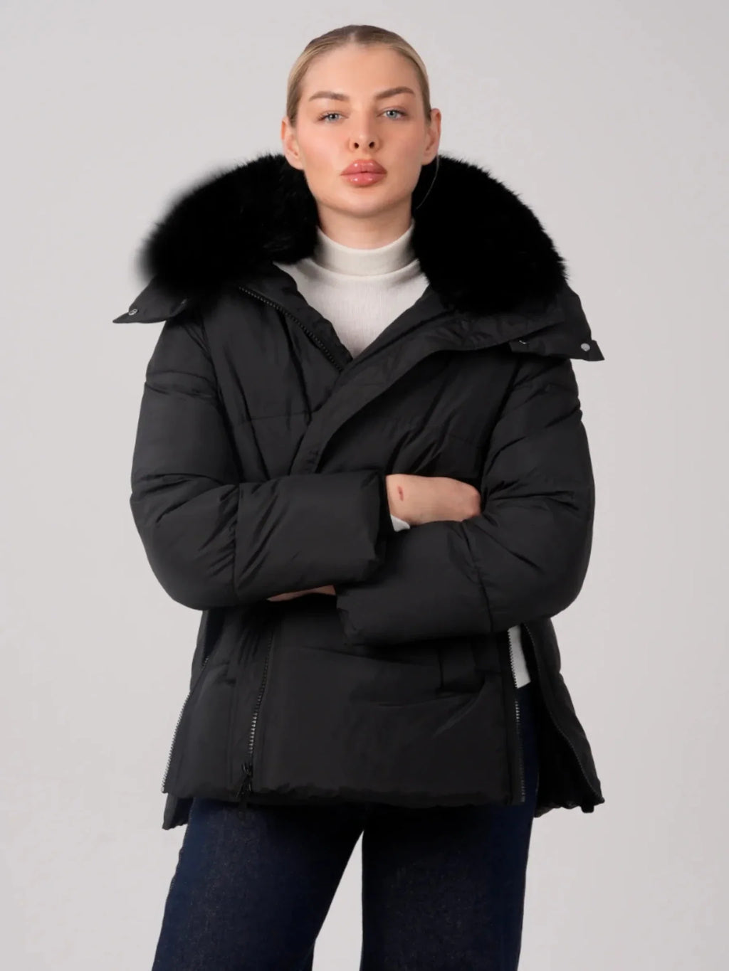 WarmCore™ Detachable Faux Fur Collar Hooded Puffer