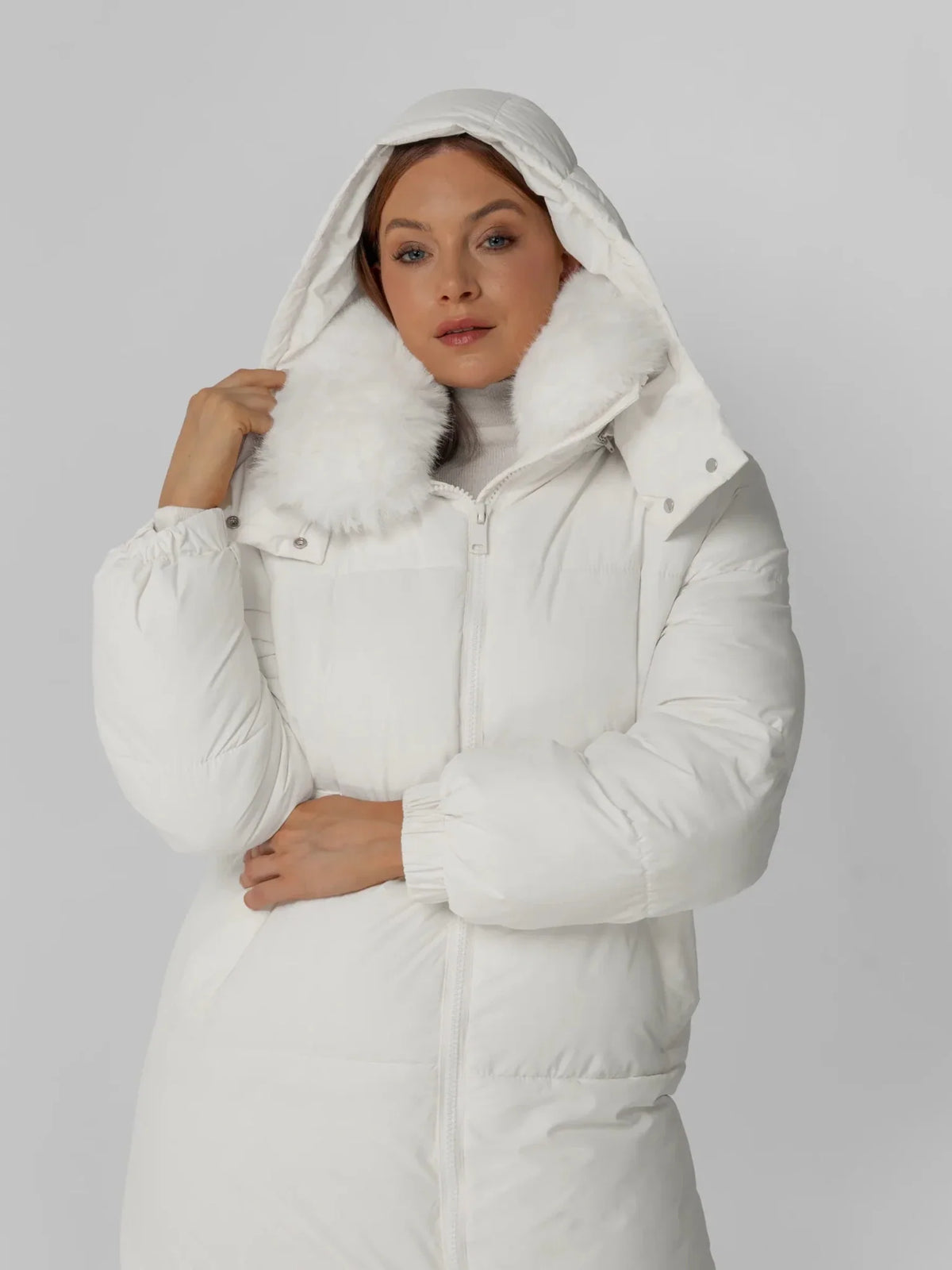 WarmCore™ Faux Fur Collar Long Puffer Jacket