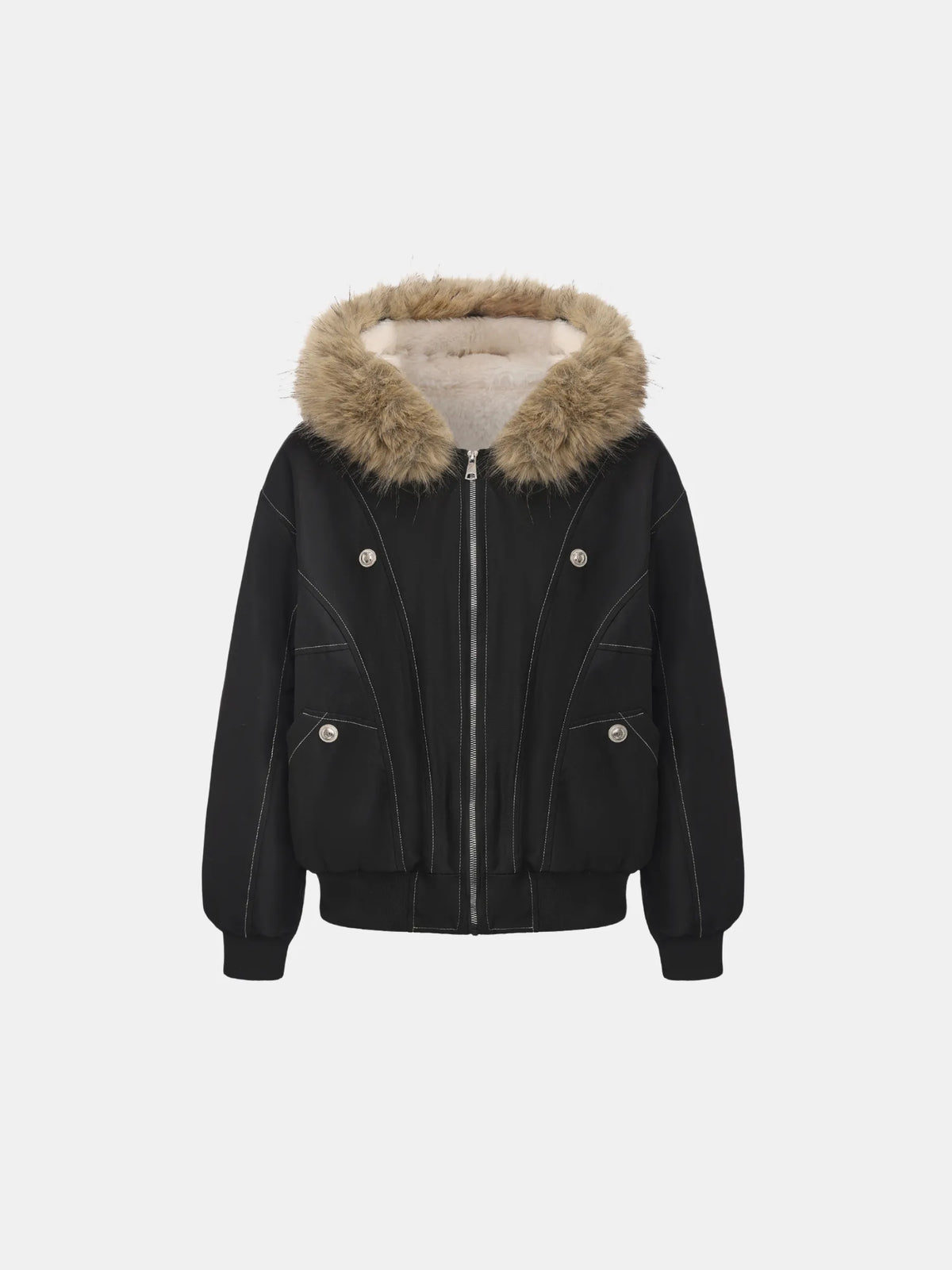 WarmCore™ Faux Fur Lined And Trim Bomber Jacket