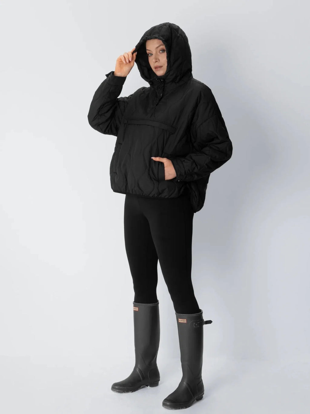 WarmCore™ Kangaroo Pocket Packable Quilted Puffer Hoodie