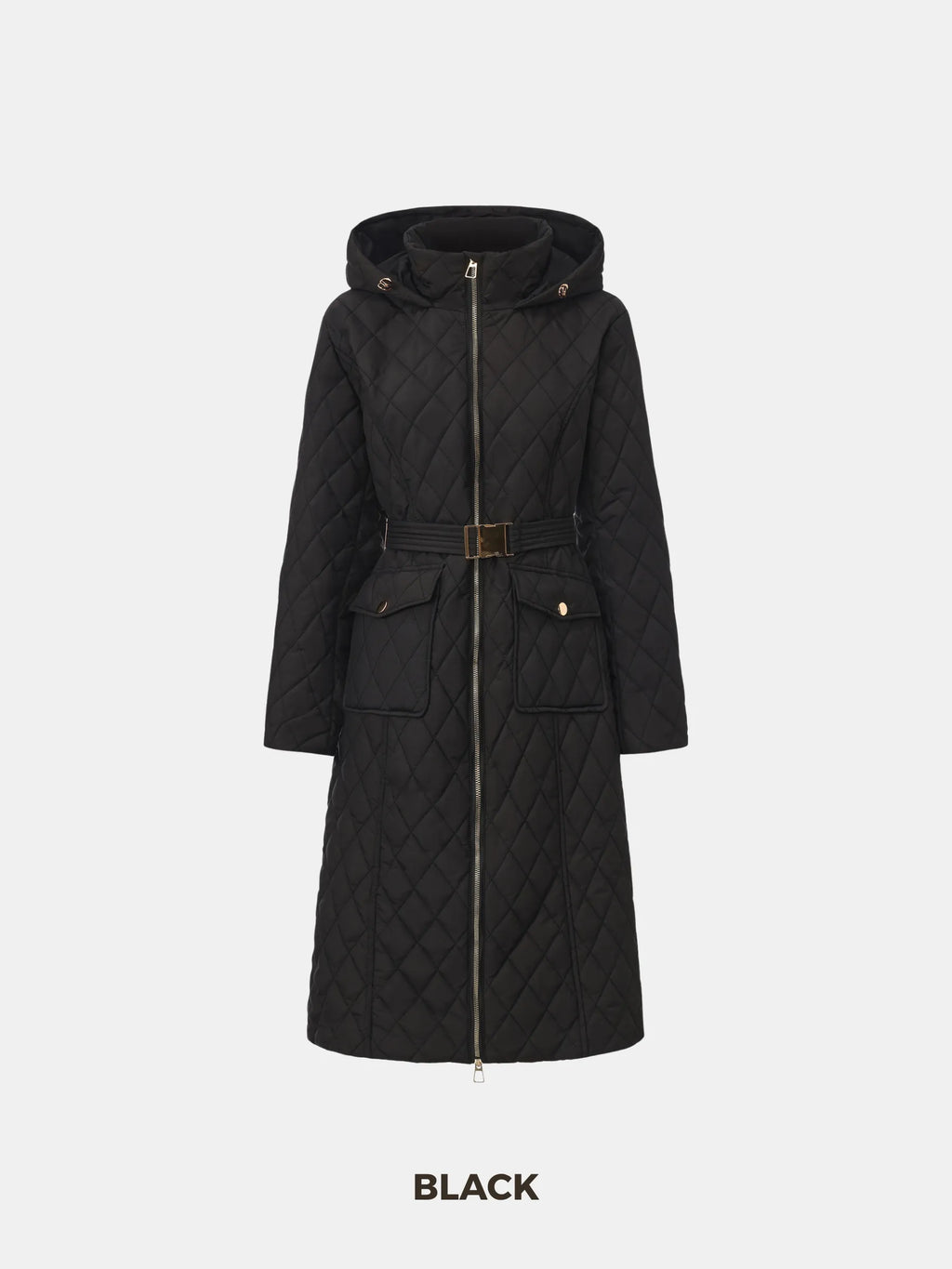 WarmCore™ Long Dimond Quilted Belted Puffer