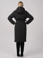 WarmCore™ Long Dimond Quilted Belted Puffer