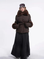 WarmCore™ Elevated Detachable Faux Fur Collar Puffer With Belt