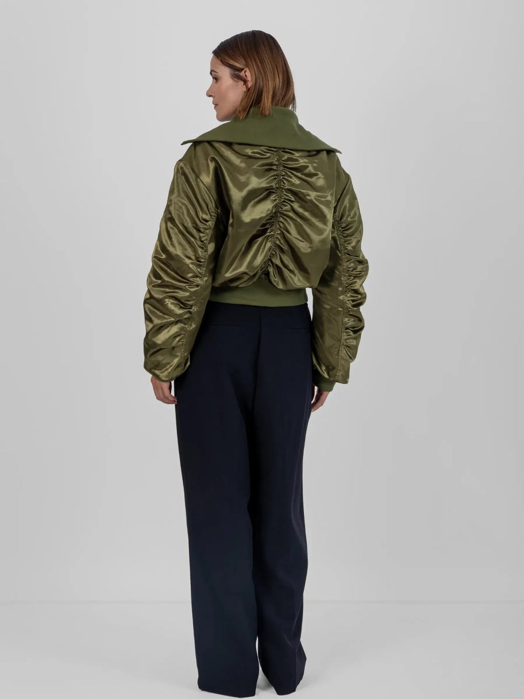 WarmCore™ Shiny Cropped Padded Bomber