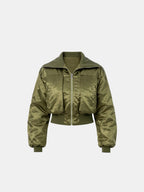 WarmCore™ Shiny Cropped Padded Bomber